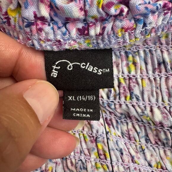 Art Class Sun Dress Girls XL (14/16) Purple Floral Sleeveless Casual - Picture 5 of 6